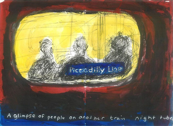 Piccadilly Sketchbook - Westbound at night