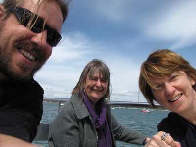 Tim, Sally and Evlynn on the ferry to Brownsea