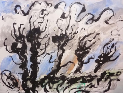 Blustery Day Winter. Indian ink and Watercolour on paper 2012