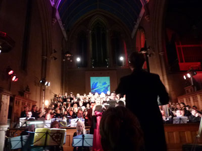 Photo of Camina Burana performance with choir and projection