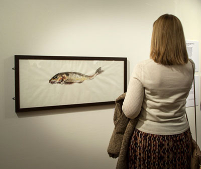 Looking at Davie's Haddock private view Tate Modern photo by Tim Pier