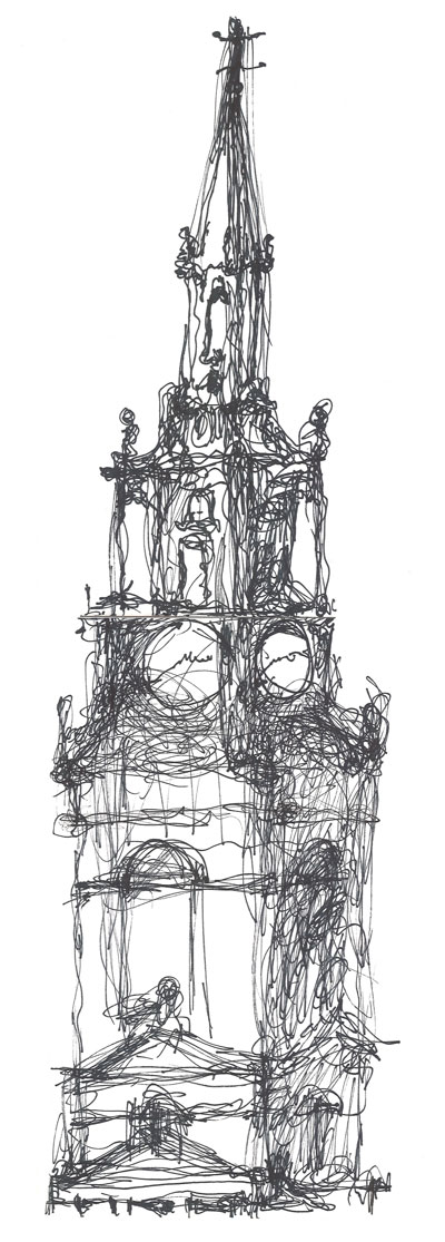 Study of Church from Sage Gateshead - ink on paper