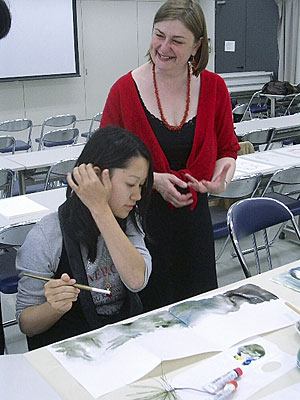Sally working with undergraduate students at University of Art, Kyoto, Japan.