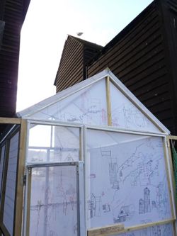 Drawing tent nestled in betweenthe net shops and Hastings Open Heritage