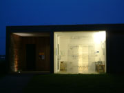 Faith House gallery at night drawing installation for the Light exhibition at Holton Lee